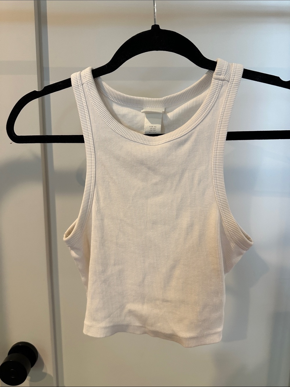 H&M White Ribbed Cropped Tank